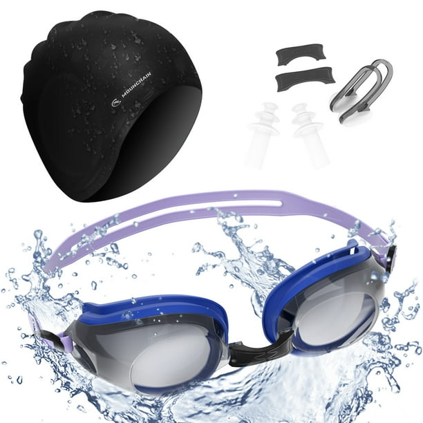 Men Women Swimming Cap Swimming Goggles Combo, Silicone Swim Cap & Anti