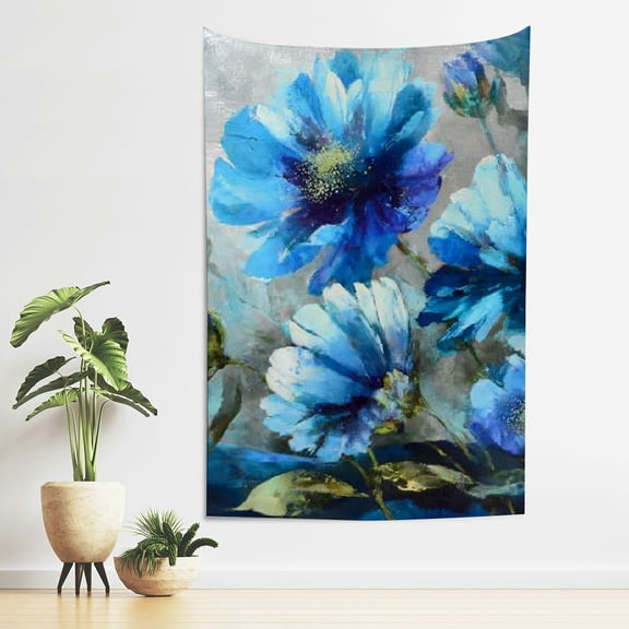 ZFLMY Blue Flowers Home Wall Tapestry Art 100% Polyester Decorative 40*60in
