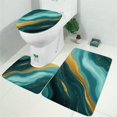 thumbnail image 2 of Teal Gold Marble Pattern Bathroom Rugs Sets 3 Piece,Toilet Cover Set,Absorbent Non Slip Bathroom Mats Sets with U-Shaped Contour Rug Toilet Rug Set, 2 of 5