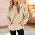 thumbnail image 2 of Womens Oversized Hoodies Pullover Sweatshirts Solid Color Long Sleeve Pullover Sweatshirt Casual Drawstring Hooded Top with Front Kangaroo Pocket, 2 of 6