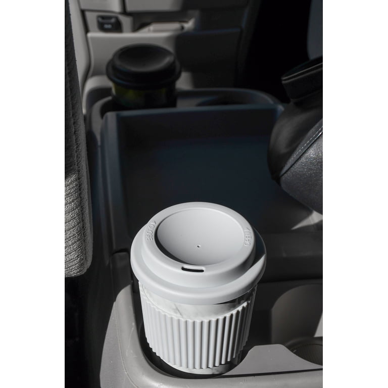 Mainstays White Marble 18oz Plastic Travel Cup with Lid and Sleeve 