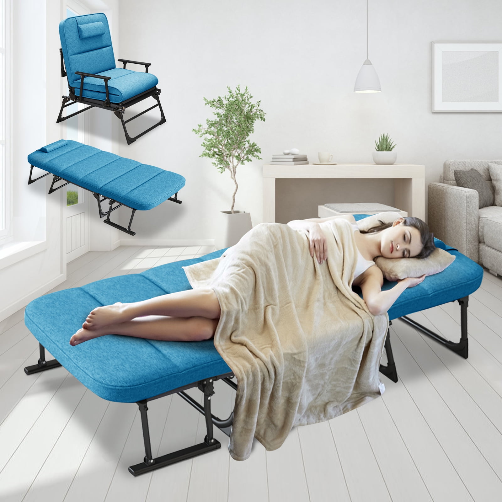 Lilypelle Outdoor Lounge Chair with Cushion，Portable Adjustable 6