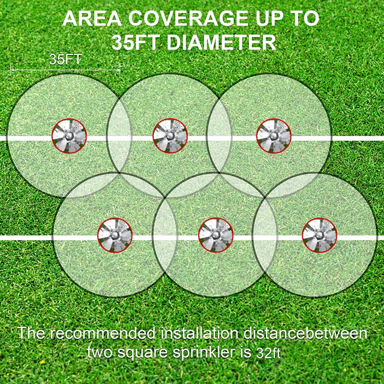 2 Pack Lawn Sprinkler Heavy Duty Metal Square Garden 360 Degree Large Area Irrigation Connectable Rotating Automatic Water Sprinklers for Yard Watering