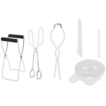 6 Pcs Canning Kit, Canning Supplies Starter, Canning Essentials Include Canning Funnel, Jar Lifter, Lid Lifter, Wrench, Tongs and Bubble Remover Tool for Mason Jars Canning Pot (White)