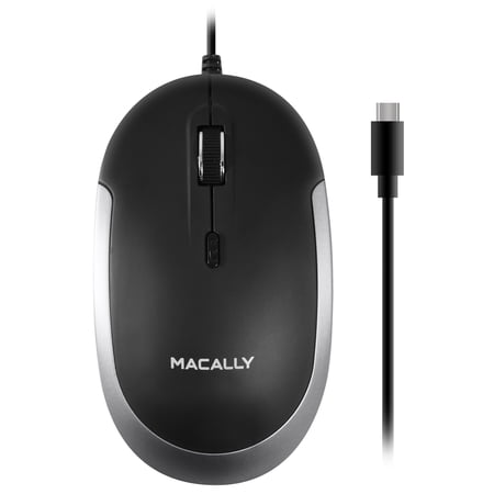 UPC: 0701107497846 | Macally USB Type C Mouse – Slim & Compact Design – USB C Mouse for MacBook Pro iMac PC etc. – Simple 3 Button & Scroll Wheel Layout with DPI Switch – Comfortable Plug & Play Apple Wired Mouse USBC