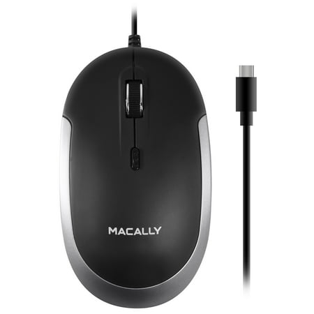Macally Silent USB Type C Mouse Wired for Apple Mac & Windows PC Laptop/Desktop Computer | Slim & Compact Mice Design & Optical Sensor & DPI Switch 800/1200/1600/2400 | Small for Easy Travel (Best Small Computers For Travel)