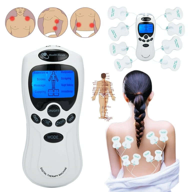 Qenwkxz Electronic Pulse Massager Muscle Stimulator Machine Dual Channel  TENS Unit Electro Therapy Machine for Pain Relief Therapy with 8 Electrode