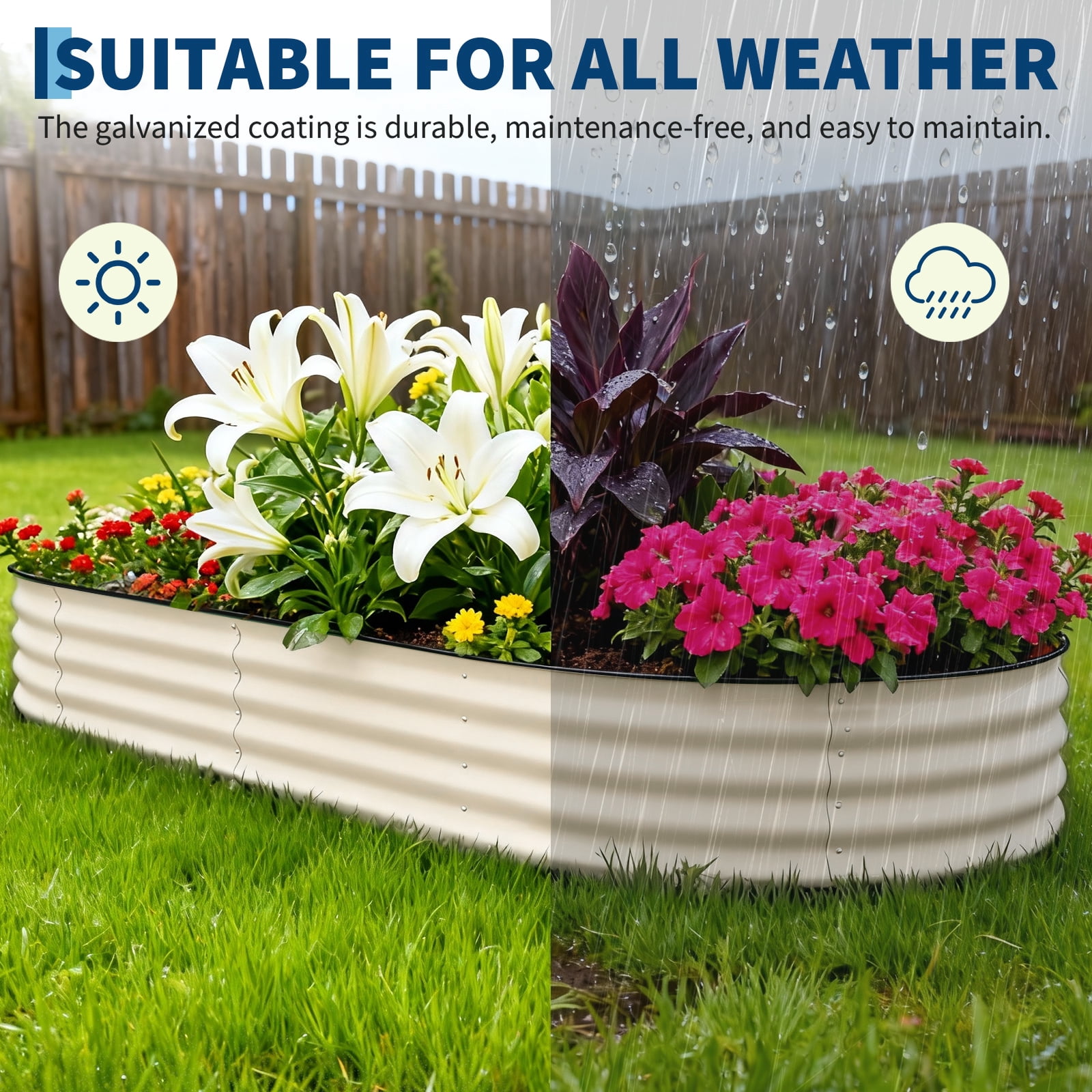 Galvanized Raised Garden Bed Outdoor, 10x4x1.5 ft Metal Planter Box for Flowers Vegetables, Rust-Resistant Raised Garden Beds for Gardening, Easy Assembly Outdoor Garden Box & Planters, Beige