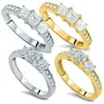 thumbnail image 1 of 1 Ct 3-Stone Round Or Princess Cut Diamond Ring 14K White Or Yellow Gold, 1 of 1