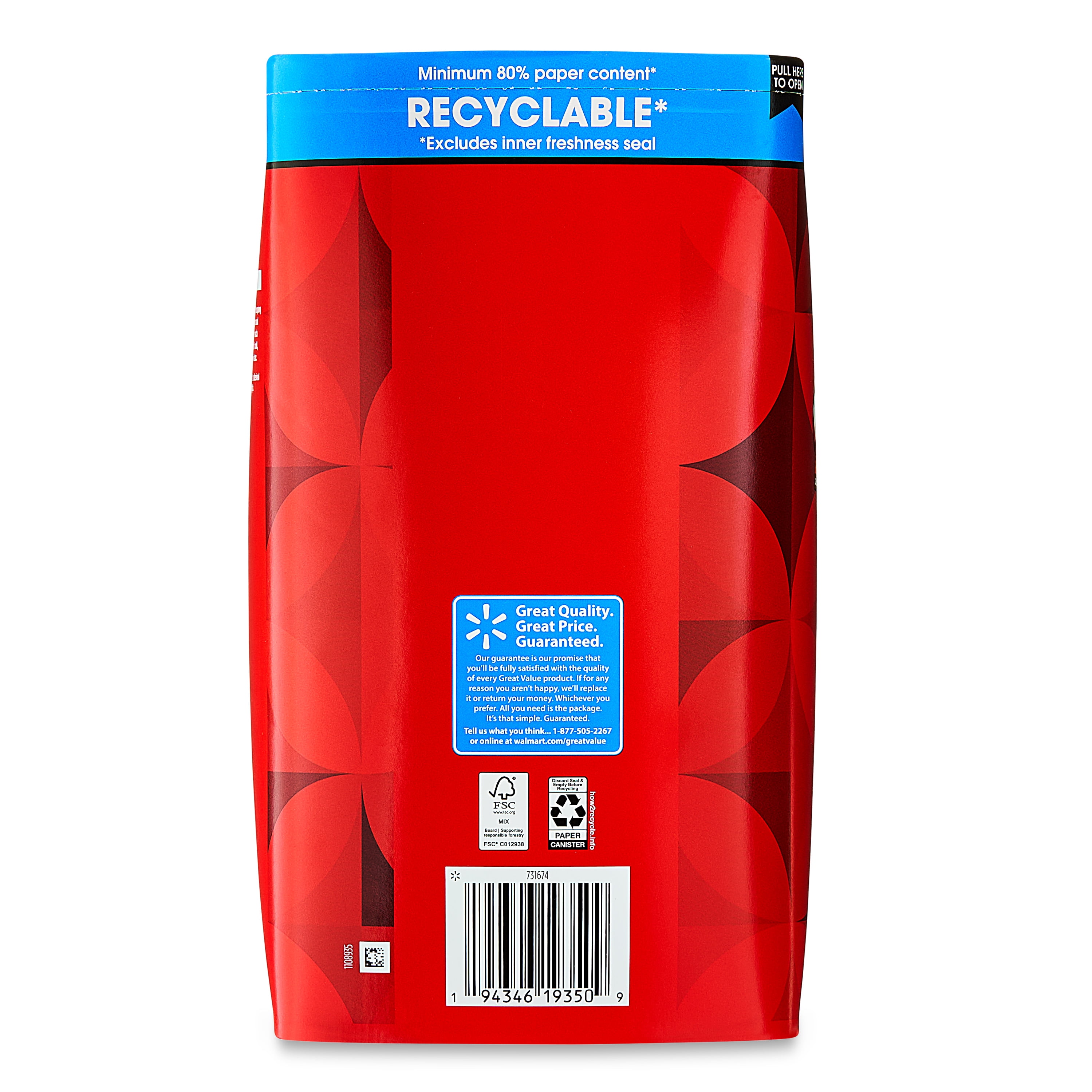 (6 pack) Great Value Classic Roast Medium Ground Coffee, 40.3 oz
