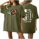 thumbnail image 1 of Tops Cortos para las Mujeres, Doble Cara Impreso Cuello Redondo Gota Hombro Camiseta, Top Estirable Casual, 1 of 5