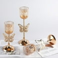 thumbnail image 6 of Golden Metal Butterfly Crystal Candle Holder Iron Art Small Vintage Candlestick Set for Table Centerpiece Romantic Wedding Decor (03,M,1Pc), 6 of 6
