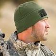 thumbnail image 3 of Temple Tape Winter Beanie Hat - American Flag Fleece Watch Cap - Multi Season Hats for Men - Mens Army Beanies - OD Green - One Size, 3 of 4