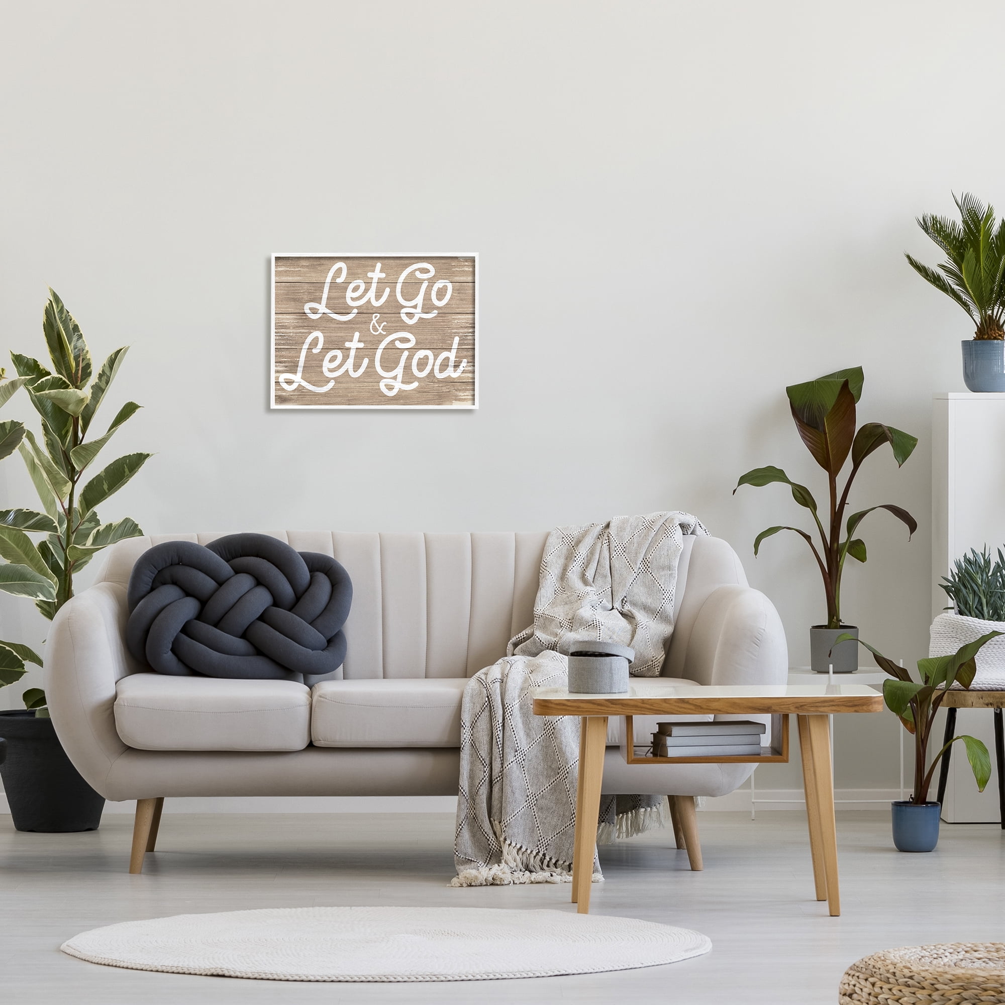 Stupell Industries Let Go & Let God Phrase Rustic Plank Pattern, 16 x 20, Designed by Daphne Polselli