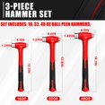 thumbnail image 3 of Ball Peen Hammer C&T 16 oz 32 oz 48 oz con mango de fibra de vidrio, 3 of 6