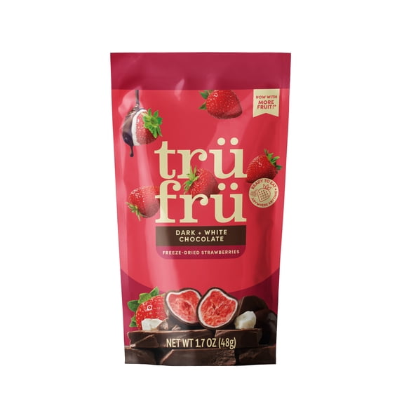 Tru Fru Freeze Dried Strawberries in Dark & White Chocolate, 1.7 oz