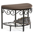 thumbnail image 2 of Mango Steam Half Moon Shoe Bench - Vanity Seat/Dressing Stool/Makeup Chair - Mocha Brown, 2 of 5