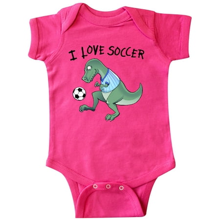 

Inktastic I Love Soccer-Dinosaur in Blue Gift Baby Boy or Baby Girl Bodysuit