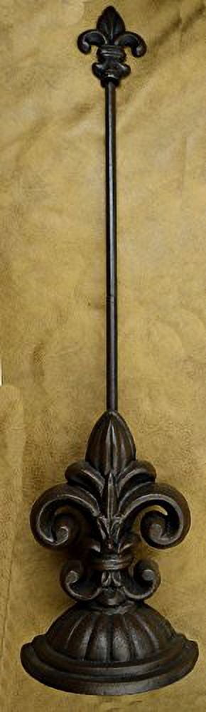 Lulu Decor, Fleur De Lis Sculpture, Door Stop with Handle (Antique Black Rod)