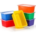 thumbnail image 1 of Nicunom 6 Pack Small Cubby Bins Storage Bins with Lids, 5 Qt Plastic Storage Bins Colorful Toy Storage Containers, Stackable Organizer Cubbies for Classroom Home, 1 of 8
