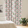 thumbnail image 2 of Ambesonne Boho Window Curtains, Exotic Flamingo and Leaves, Each 28" W x 63" L, Coral Multicolor, 2 of 4