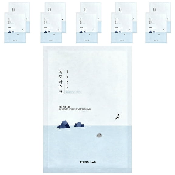 Round Lab 1025 Dokdo Hydrating Water Gel Beauty Mask, 10 Sheets, 1.01 fl oz (30 ml) Each