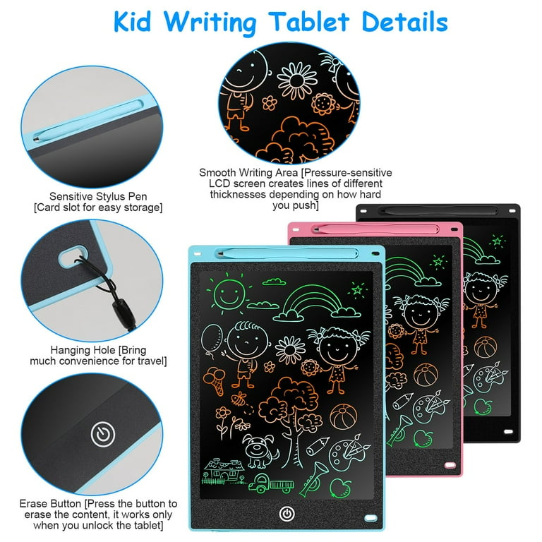LCD Writing Tablet for Kids 8.5 inch, iMounTEK Colorful Doodle Board Drawing Tablet with Lock Function, Erasable Reusable Writing Pad, Educational