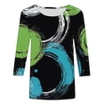 thumbnail image 4 of Cavosen Womens Tops 3/4 Sleeves Loose Fitting Floral Graphic Print Pullover Shirts Round Neck Casual Dressy Summer Blouse Resort Fashion Tees Athletic Vacation T-Shirts S, 4 of 5