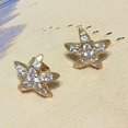 thumbnail image 2 of Beautiful Hawaiian Starfish Earring, Sterling Silver Yellow-Gold Plated Starfish CZ Stud Earring, E4419 Birthday Mom Valentine Gift, Island, 2 of 5