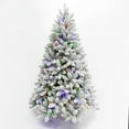 thumbnail image 1 of Pre-Lit Christmas Tree Artificial Snow Flocked Pine Tree Warm-White & Multicolored Lights, 8 Mode Functions,Metal Base,Home, Party Decoration 5FT, 1 of 6