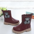 thumbnail image 4 of HAOTAGS Girls Martin Boots, Solid Color Zipper Side-Zip Knee-High School Boots Wine 10 Little Kids, 4 of 8