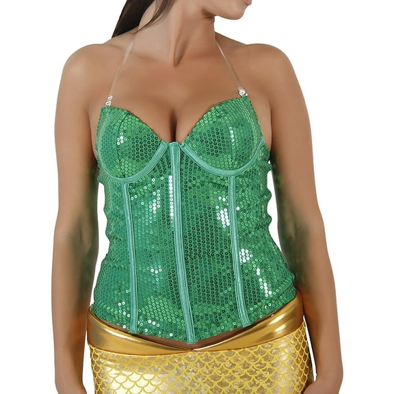 Sparkly Sequin Mermaid Green Corset