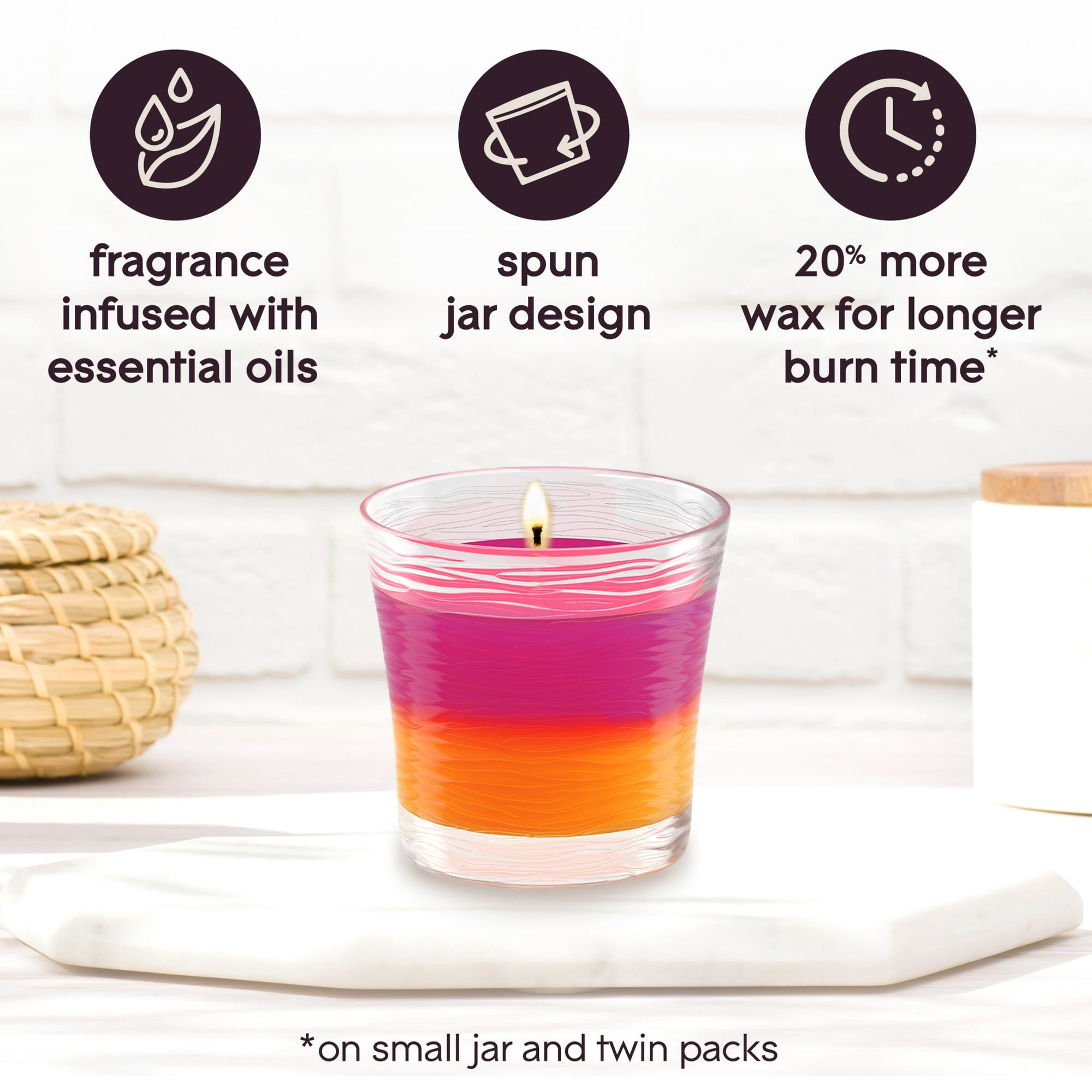 Glade 2in1 Single Wick Candles, Hawaiian Breeze + Vanilla Passionfruit, 8.16 oz