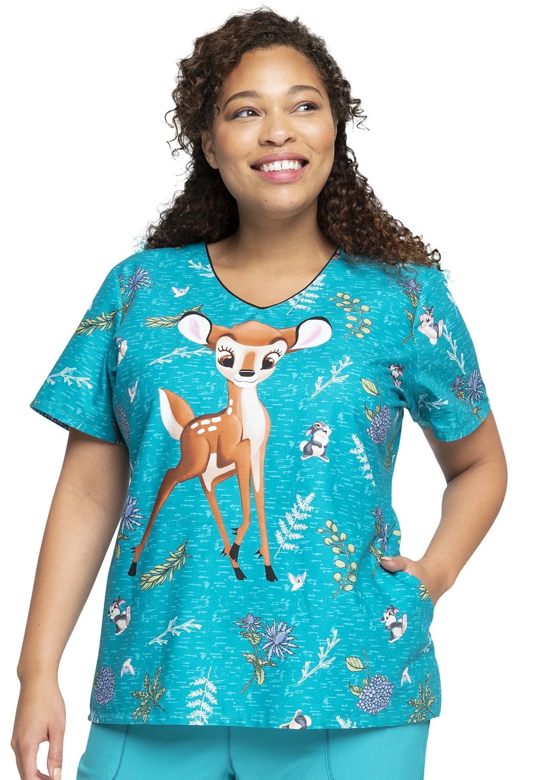 Tooniforms Scrubs Top For Women VNeck Plus Size TF626, 3XL, Storybook