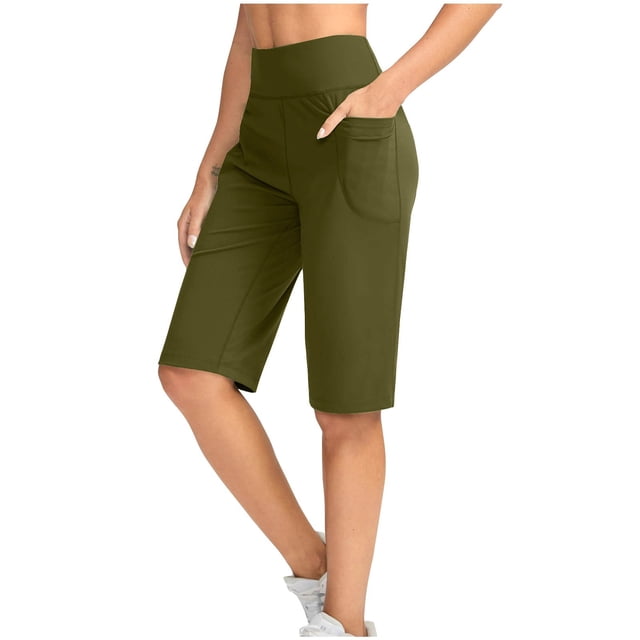 FNFYFH Clearance Ladies Athletic Loose Fit Solid Summer Running Shorts Moisture Wicking Sport Shorts,Green