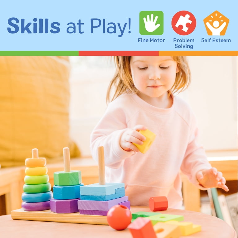 Melissa & Doug Geometric Stacker Wooden Toy, 21 Pieces photo 5