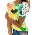 thumbnail image 1 of Camisas de Manga Corta para las Mujeres Impresión Cuello Redondo Suéter Encaje Blusa, Top Casual para el Hogar Y Diario, 1 of 8