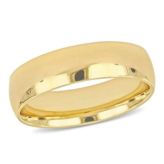 AMOUR Men's 6mm Finish Wedding Band In 14K Yellow Gold