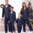 thumbnail image 1 of Conjunto de pijama de dos piezas para niños, con camiseta y pantalón de color liso de manga corta y Navidad., 1 of 6