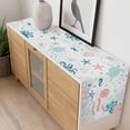 thumbnail image 4 of Coastal Turtle Table Runner - 60 Inch Long, Kitchen Dining Table Runner Dresser Scarves, Teal Green Ocean Coral Starfish Jellyfish Farmhouse Decor for Coffee Tables Wedding Party Banquet, 4 of 8