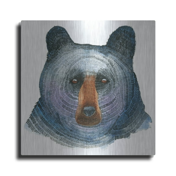 Luxe Metal Art ' Black Bear' by Jeannine Saylor, Metal Wall Art, 12"x12"