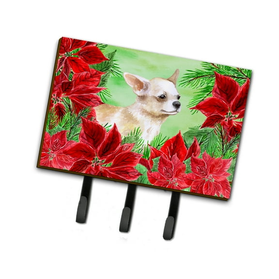 Chihuahua Leg up Poinsettas Leash or Key Holder