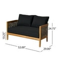 thumbnail image 4 of GDF Studio The Crowne Collection Outdoor Acacia Wood and Wicker Loveseat and Coffee Table Set with Sunbrella Cushions, Teak, Mixed Brown, and Canvas Black, 4 of 10