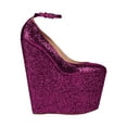 thumbnail image 2 of XYD Women Glitter Pointed Toe Wedge Heel Pumps Ankle Buckle Strap Platform Super High Heels Party Fashion Show Shoes Size 7 Purple, 2 of 4