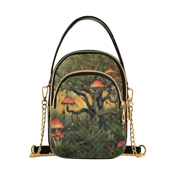 ALAZA Chain Crossbody Bags for Women Magic Mushroom on Tree Shoulder Handbag Phone Purse