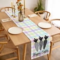 thumbnail image 3 of Table Runner 72 Inches Long for Kitchen Dining, Happy Easter Dresser Scarf Farmhouse, Dining Table Decorations for Wedding/Parties, Black and White Carrots Colorful Plaid 18 x 72 In, 3 of 8
