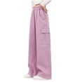 thumbnail image 4 of AINIYS Cute Elastic Waist Long Pants Kids Wide Leg Fashion Athletic Pants Lounge Pants Girsl and Boys Pink Trousers, 4 of 8