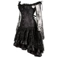 thumbnail image 4 of Huowey Halloween For Women Plus Size Witch Gothic Dresses LaceâUp Waist Corset Fancy Cosplay Party Gown Off Shoulder Long Sleeve Elegant Halloween Dress,Black,XXXXXL, 4 of 4