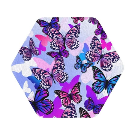 

Zeuib Flying Butterflies Print Set of 6 Coasters for Drinks Glass & Cups Stain Protection Table Coaster Set Decorative Coffee Cup Coasters Housewarming Gift for Home Decor Hexagon
