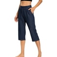 thumbnail image 2 of Women's Cropped Casual Loose Fit Jeans Denim Pants, 2 of 9